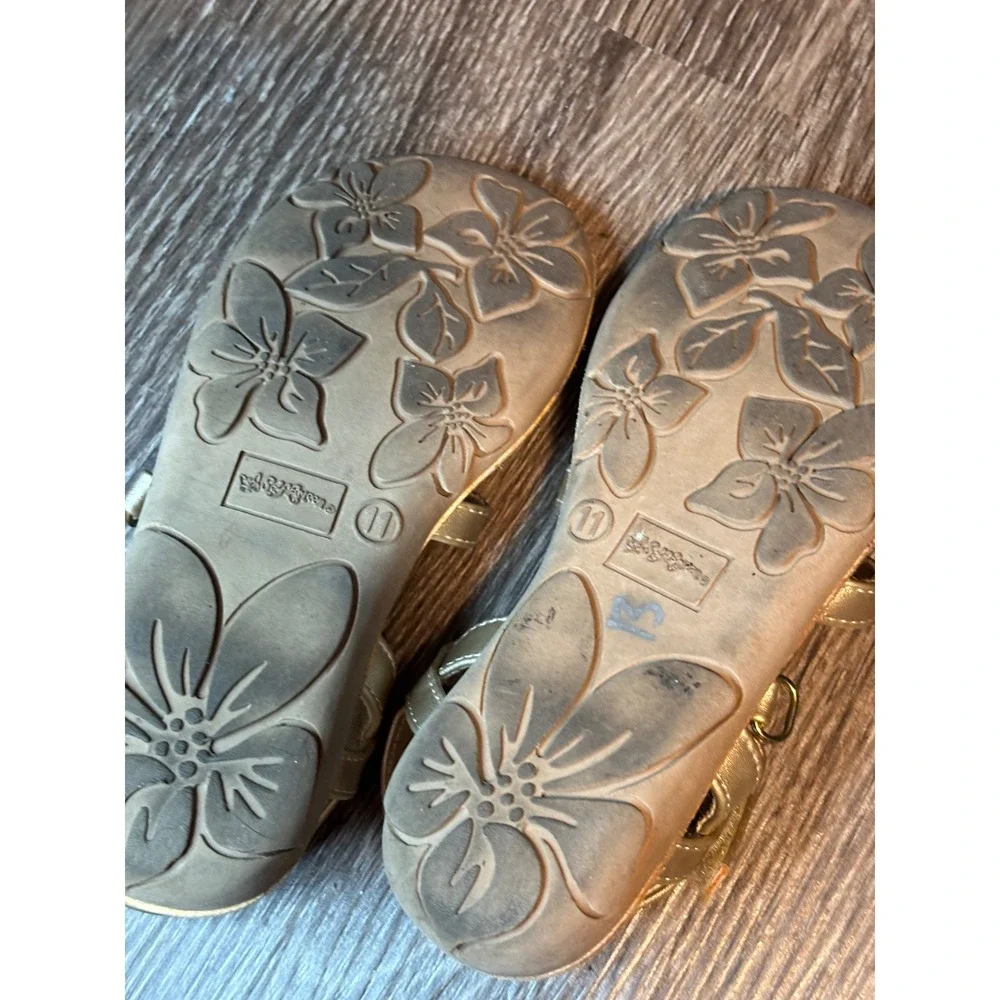 Self Esteem Girls Gold Glitter Butterfly Gladiator Sandals Size 11 LF88964